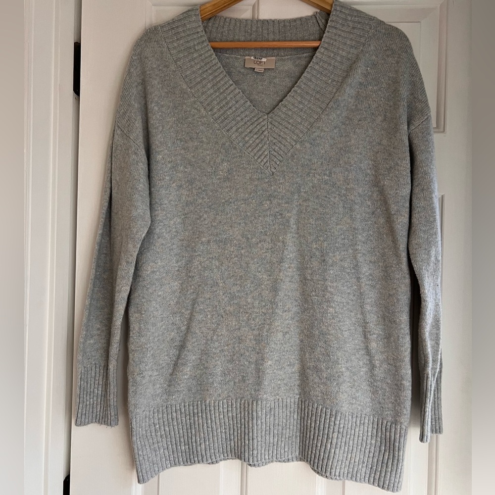 Loft Outlet Light Blue V Neck Sweater Warm Winter Layering Piece